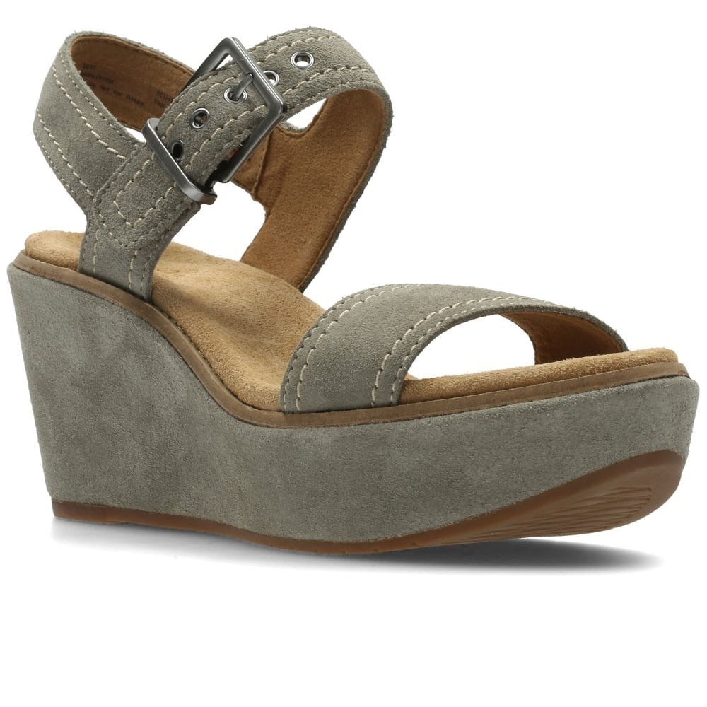 Clark grey suede wedges